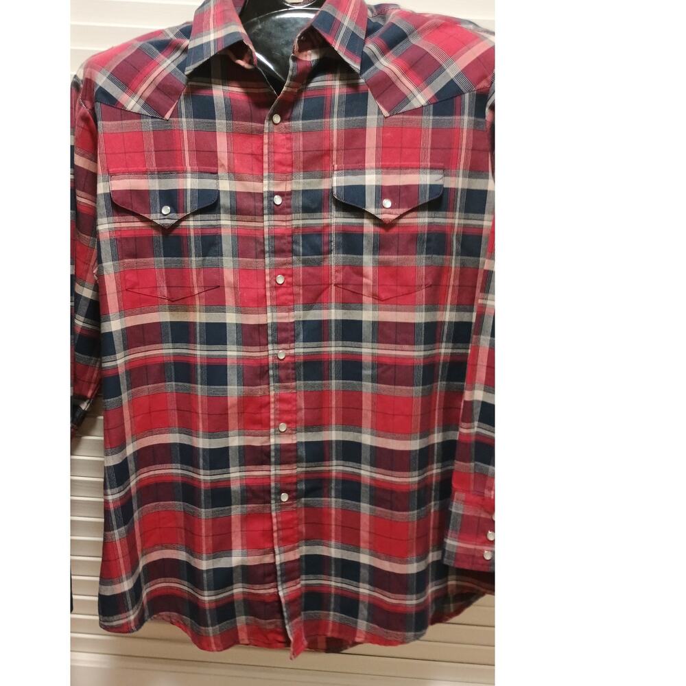 Vintage Men's Ely Cattleman' s Western Shirt/ Pearl Snap Buttons - Size L